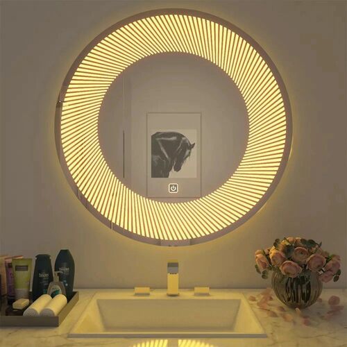 Semi-Spiral LED Bathroom Mirror