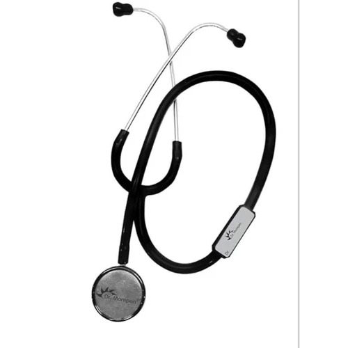 Dr Morepen Stainless Steel Single Sided Stethoscope - Tunable Diaphragm, Flame Proof & Rust Proof, Black and Silver Finish