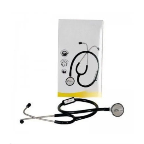Dr Morepen ST-07 Stainless Steel Stethoscope - Single Sided, Black/Silver Color | Rust Proof, Flame Proof, Portable, Safe to Use