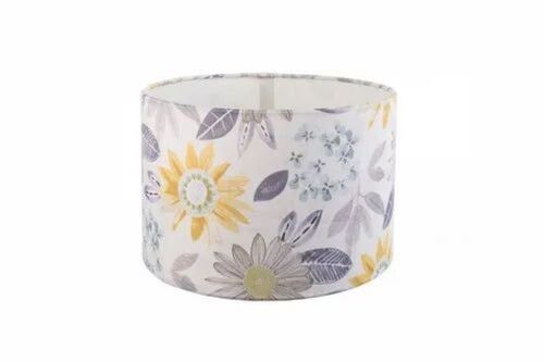 White Floral Print Cotton Lamp Shade