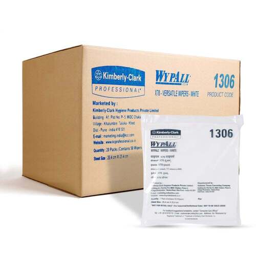 WypAll X70 Extended Use Wiper (1306) White Flat Sheet 20 Packs / Case, 50 Wipes / Pack (1,000 Wipes)