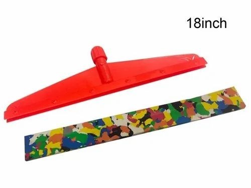 Plastic Floor Wiper - 18 Inch Red, Virgin Rubber Blade | Superior Quality, Easy to Clean, Strong and Durable