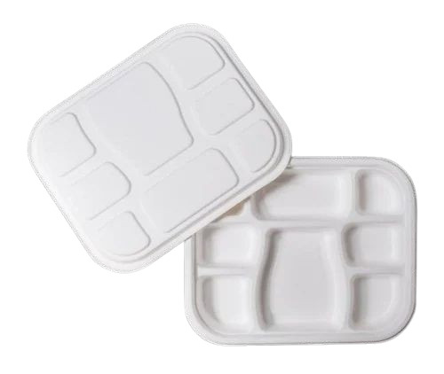 Bagasse 8 Compartment Meal Tray With Lid