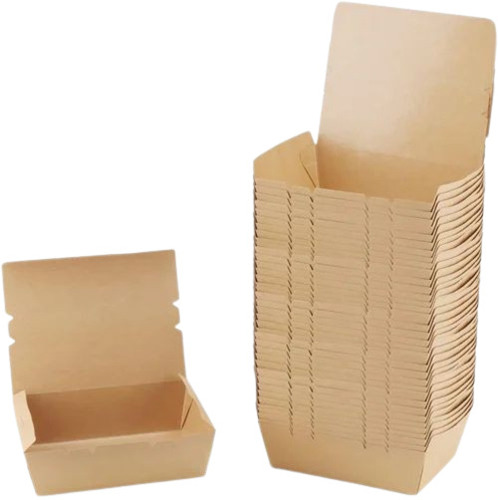 Kraft Paper Food Packaging Box - 750 gm Size, Two-Ply Construction, Brown Color, Plain Design