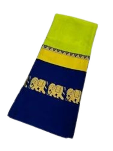 Cotton Silk Saree - 6.3 m Length with Blouse Piece | Light Weight, Breathable, Green & Blue, Plain Pattern, Perfect for Party Wear