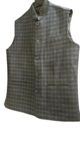 Fancy Checked Sleeveless Jacket