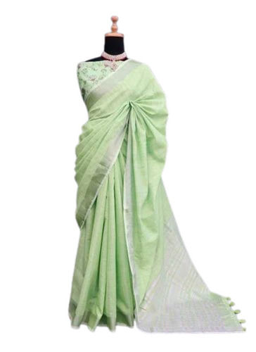 Green Cotton Lucknowi Sarees