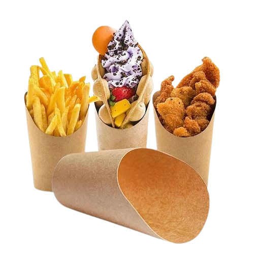 Kraft Paper French Fries Cup - 250ml Capacity, 8.3x12x6cm Size, Brown Color | Disposable Event and Party Supply