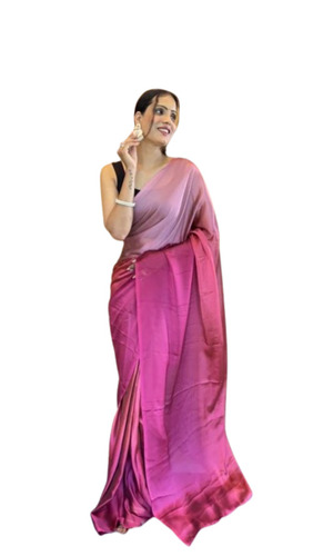 Ladies Silk Saree - New Very Good Quality, 100% Washable, Light Weight and Breathable, Ideal for Summer and Winter Party Wear, Plain Pink Design