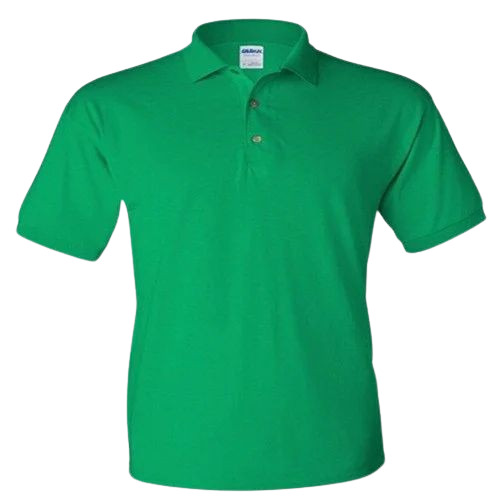 Mens Polo Golf T-Shirt - Cotton, Sizes L/M/S/XL, Green Color, Light Weight & Breathable, Short Sleeves, Plain Pattern, 100% Washable Quality