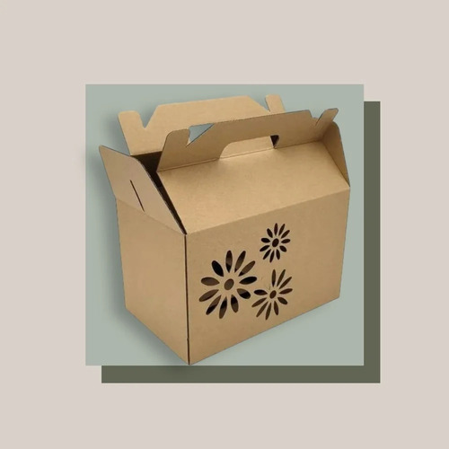 Printed Corrugated Box With Handle - Brown Kraft Paper, Eco-Friendly Design for Gifts, Crafts, Home Appliances, Personal Care, Pharmaceutical Use