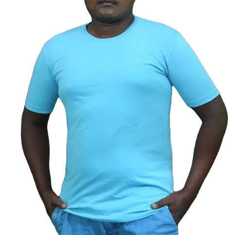 Round Neck Cotton T-Shirt - Light Blue, Half Sleeve, Very Good Quality | Lightweight, Breathable, 100% Pure Cotton