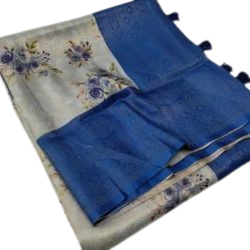 Softy Silk Saree - Art Silk, 6.3 m Length with Blouse Piece, Blue Color, Light Weight and Breathable, Party Wear with Printed Banarasi Style