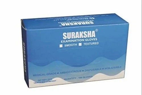 Suraksha Nitrile Medical Examination Gloves - Mid Forearm Length, Blue Color, Powder Free, Disposable, Non Sterile | All Sizes Available, Ideal For Medical Procedures