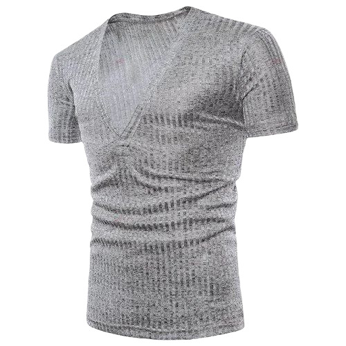 V Neck Cotton T-Shirt - 100% Pure Light Weight Fabric Very Good Quality Washable Short Sleeves Plain Grey Color Available in Sizes S M L XL