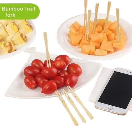 Bamboo Fruit Fork - 8 Centimetres, Light Weight | Brown Color, Eco-friendly Design