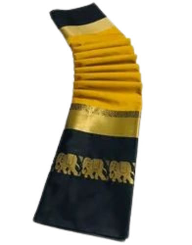 Yellow Cotton Silk Saree - 6.3 m Length with Blouse Piece, Light Weight and Breathable Quality, 100% Pure Fabric for Party Wear