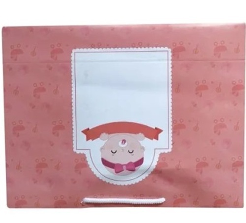 1.5kg Printed Paper Bag - Paper Material, 1.5kg Capacity, Color-Peach, 120 GSM | Recyclable, Loop Handle, Customizable Designs & Patterns