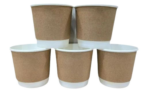 Brown Disposable Paper Cup - 250ml Capacity, 4 Inch Height, 195 GSM Thickness | Perfect for Events and Parties