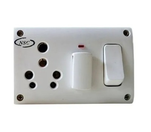 5 In 1 Switch Socket Combination - 16a Pin Type, 5 Pin Socket, White Color, Non-shuttered | Ideal For Electric Appliances