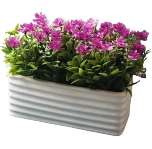 Artificial Pvc And Ceramic Rectangular Flower In A Pot