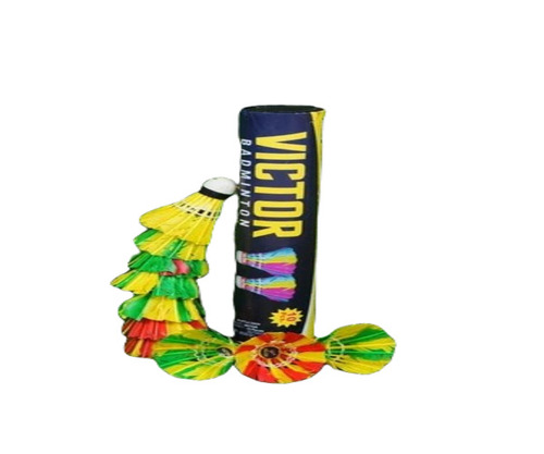 Colored Badminton Shuttlecock - Feather Material, Indoor Play Type, Multicolor Design | High-Quality Construction for Optimal Performance