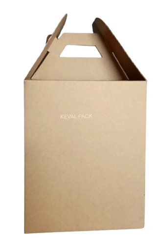 Corrugated Box With Handle - Kraft Paper, Rectangular Shape, Various Colors | Durable, Eco Friendly, Plain Design for Food Use