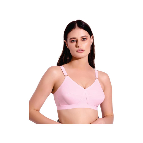 Crossfit Ladies Bra - Textronic Lycra Lace & Cotto-Knit Interlock Fabric Scalloped Long Neckline U-Back Design Hook & Eye Closure Enchanting Pink