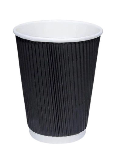 Disposable Rippled Paper Cups - 150ml Capacity, 3 Inch Height, Black Color | 250 GSM Thickness, Single Wall Design