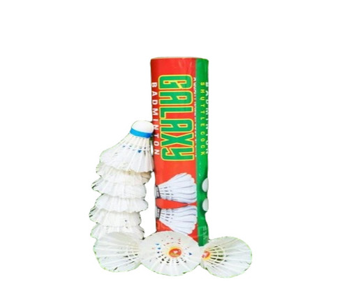 Galaxy Badminton Shuttlecock - Feather Material | White Color, Indoor Play Type, Best Quality Construction, New Condition