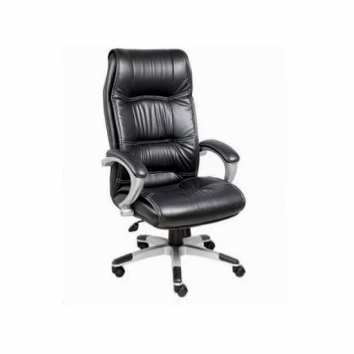H20-CH 122 Executive Chair - Leather Upholstery, Standard Size, Black Color | Durable, Rust Proof, Arm Less Design for Office Use