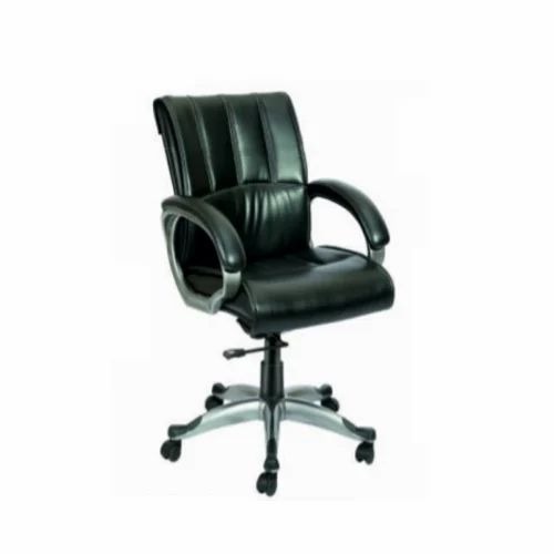 H20-CH-136 Executive Chair - Leather Upholstery, Black Color | Durable, Rust Proof, Armless Design for Office Use