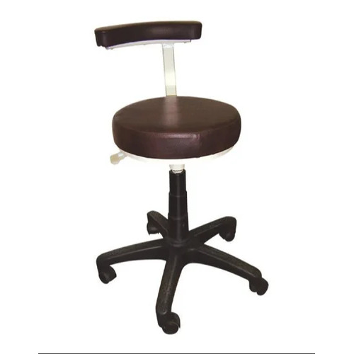Hospital Revolving Stool - Polished Finish, Adjustable Height Up to 3 Feet, With Back Cushion | Mid Steel Material, Suitable for Medical Use