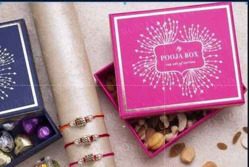 Rakhi Corrugated Packaging Box - Kraft Paper Material, Rectangle Shape, Various Colors | Durable, Eco-Friendly, Food Use, Plain Pattern