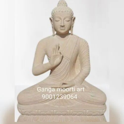 Sandstone Buddha Statue - 10-72 Inches, Traditional Wooden Packing