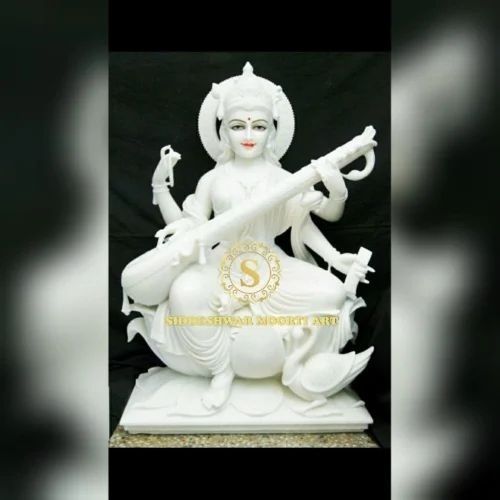 Saraswati Maa Marble Statue