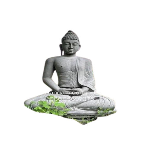 Stone Buddha Statue - Black Stone, 10-72 Inches, Grey Polished Finish | Ideal for Garden & Interior Decor