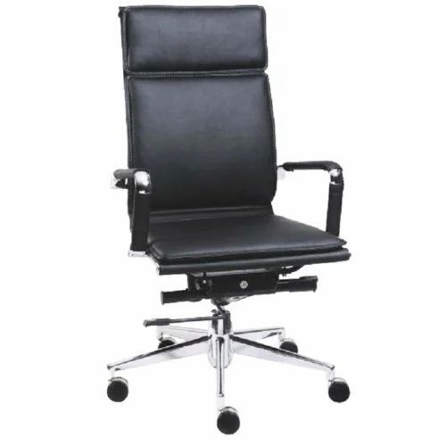 Elegant Black Leather Executive Chair - Adjustable Height, Standard Size | Modern Design, Rust Proof, Durable for Commercial Use