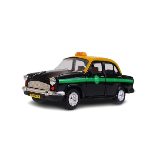 Taxi Toy Car - PVC Material, 13.3 x 5.3 x 5 cms | Black and Yellow Color, Designed for Kids Age 3-6, Ideal for Playing