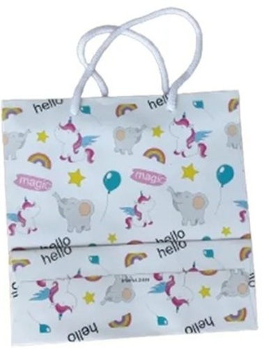 White Paper Shopping Bag - 1kg Capacity, 120 GSM with Loop Handle | Customizable Designs, Recyclable, Multicolor Available