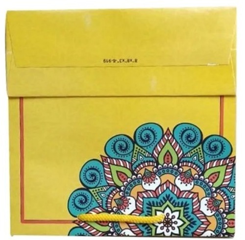 Color-Off White Printed Paper Bag - 10x14 Inches, 1kg Capacity, Loop Handle, 120 GSM | Recyclable, Customized Designs, Patterns, Size, Logo