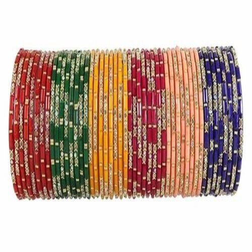 Acrylic Wedding Wear Bangle Set - Round 2.4 Inch Diameter Zircon Gemstone in Red, Green, Yellow, Maroon, Peach, and Blue | Customizable Size, Elegant Design