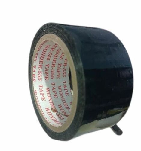 Black Bopp Packaging Tape - BOPP Material, 30 M Length, 15 mm Width, Black Color | Durable, Fine Finished, Single Sided Rubber Adhesive, Plain Pattern