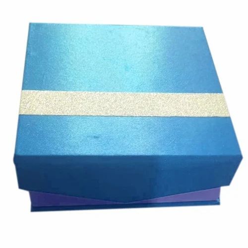 Blue Jewelry Packaging Box - Cardboard & Satin, 10x10 Inch, Sky Blue Color, Square Shape, Plain Design Pattern, Customizable Size Options