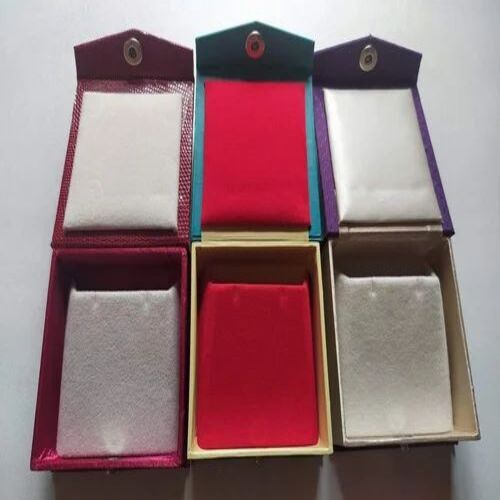 Earring Jewelry Packaging Box - Leather Material, 3x3.5 Inch Rectangle Size, Red and Light Brown Color, Plain Design | Features: Customize Size