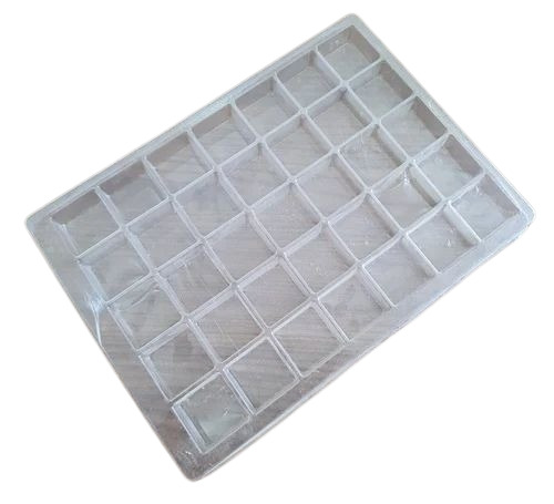 Food Blister Packaging Tray - PET Material, 5x4 Inch Size, Transparent Color, 1mm Thickness, 11 Compartment Design | Customizable Rectangle Shape