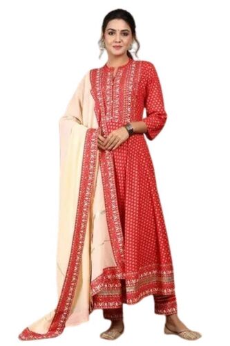 Ladies Party Wear Suit - Premium Cotton Blend, XXS to XL Sizes, Orange and White | Intricate Embroidered Patterns, Comfortable Fit, Full Sleeves, Unique Designs, Anti Wrinkle, Breathable Material