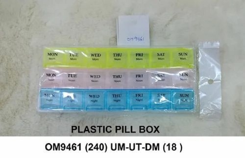 Medicine Pill Box - Lightweight Plastic, 50 ML Capacity, Transparent Rectangular Shape, Multiple Compartments for Organized Pill Storage, Secure Closure