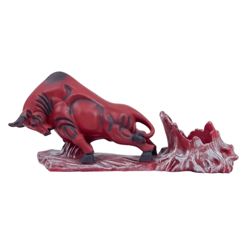 Polyresin Pink Bull Statue