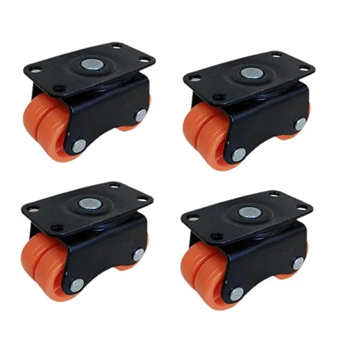 PU Four Wheel Caster - 2x0.5 Inch Wheel Size, Red/Yellow/White/Black Color | Polished Finish, Swivel Movement, 50 Kg Load Capacity, Industrial Use